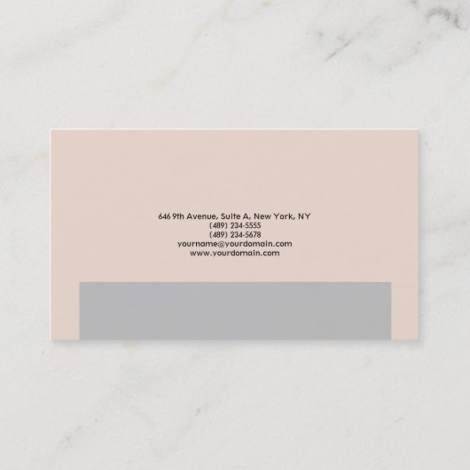 プレーンシンプルシャンパンピンクグレーミニマルデザイン 名刺 (裏面)