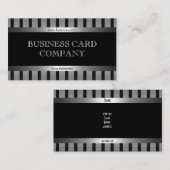 プレーンシンプルシルバーブラックストライプクラシエレガントー 名刺 (正面/裏面)