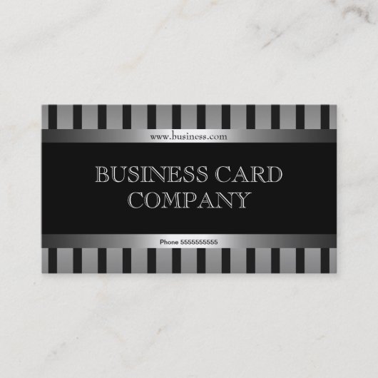 プレーンシンプルシルバーブラックストライプクラシエレガントー 名刺 (正面)