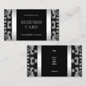 プレーンシンプルシルバーブラックフローラダマスク2 名刺 (正面/裏面)