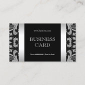 プレーンシンプルシルバーブラックフローラダマスク2 名刺 (正面)