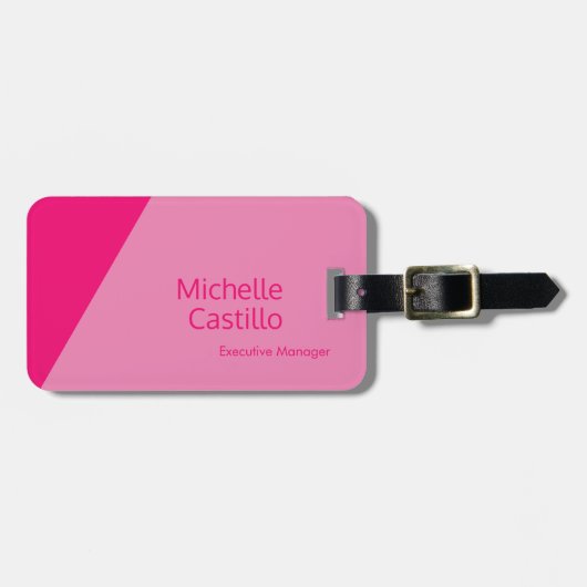 プレーンシンプルフェミニンミニマリストピンク ラゲッジタグ (正面横)
