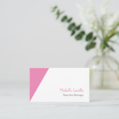 プレーンシンプルフェミニンミニマリスト手書きピンク 名刺 (スタンド正面)