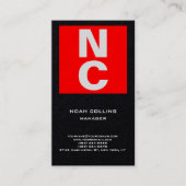 プレーンシンプルブラックレッドプロフェッショナルモノグラはっきりしたム 名刺 (正面)