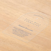 プレーンシンプルブルーのインクの最初の聖餐式 アクリル招待状 (レイダウン)