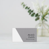 プレーンシンプルプロフェッショナルミニマリストグレーホワイト 名刺 (スタンド正面)