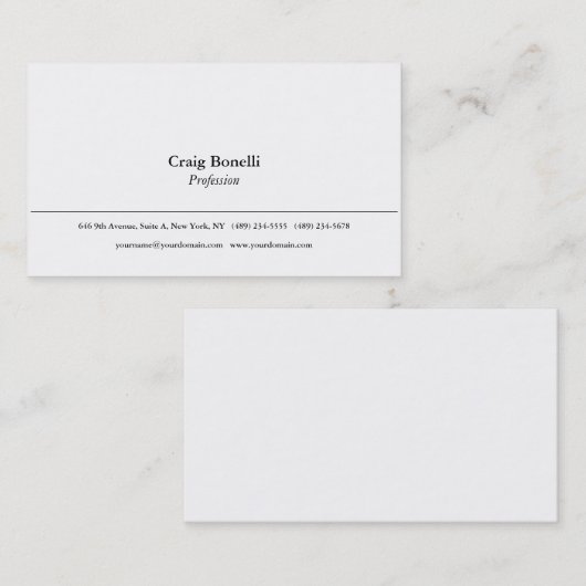 プレーンシンプルホワイトミニマルモダンプロフェッショナル 名刺 (正面/裏面)