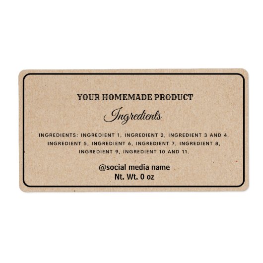 プレーンシンプルボール紙のルック原料ラベル ラベル (正面)