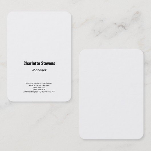 プレーンシンプルミニマエレガントリスト白はっきりした文字 名刺 (正面/裏面)