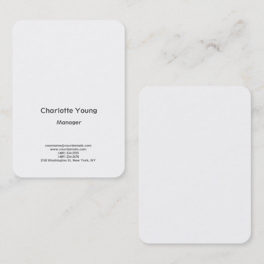 プレーンシンプルミニマルエレガント主義の白い背景 名刺 (正面/裏面)