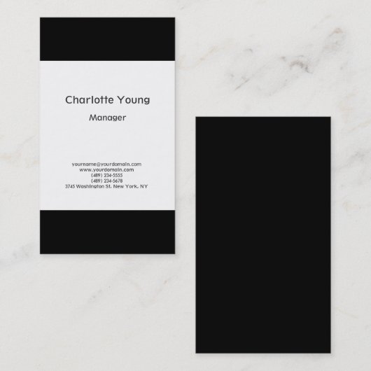 プレーンシンプルミニマルエレガント白黒 名刺 (正面/裏面)