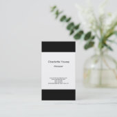 プレーンシンプルミニマルエレガント白黒 名刺 (スタンド正面)