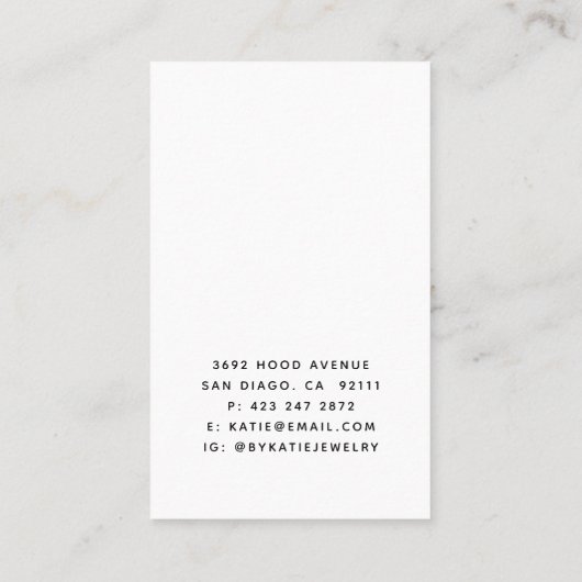 プレーンシンプルロゴのネックレス表示カード 名刺 (裏面)