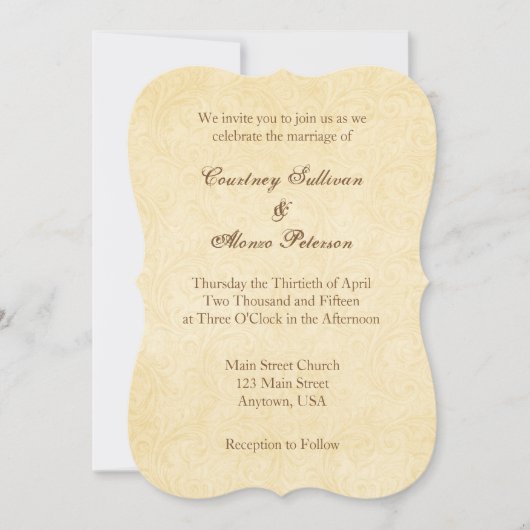 プレーンシンプルヴィンテージアンティーク結婚式招待状 招待状 (正面)