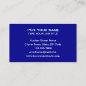 プレーンシンプル文字デザインブルーコールカード コーリングカード (裏面)