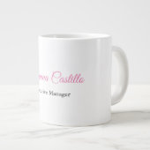 プレーンシンプル白黒ピンク書名 ジャンボコーヒーマグカップ (正面右)