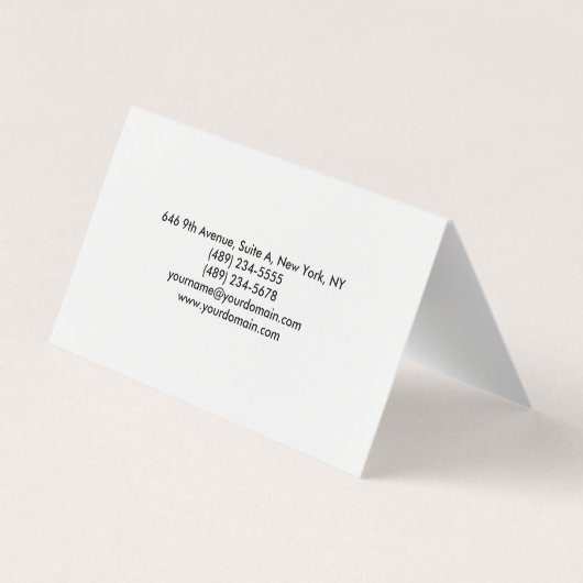 プレーンシンプル白黒プロフェッショナルミニマル 名刺 (裏面)