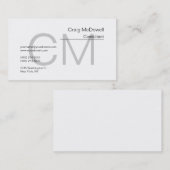 プレーンシンプル白黒モノグラム名刺 名刺 (正面/裏面)