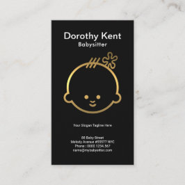 プレーンシンプル金ゴールドキュートフェイクベビー顔ベビーシッター 名刺