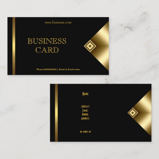 プレーンシンプル金ゴールドブラックエレガントクラス4a 名刺 (正面/裏面)