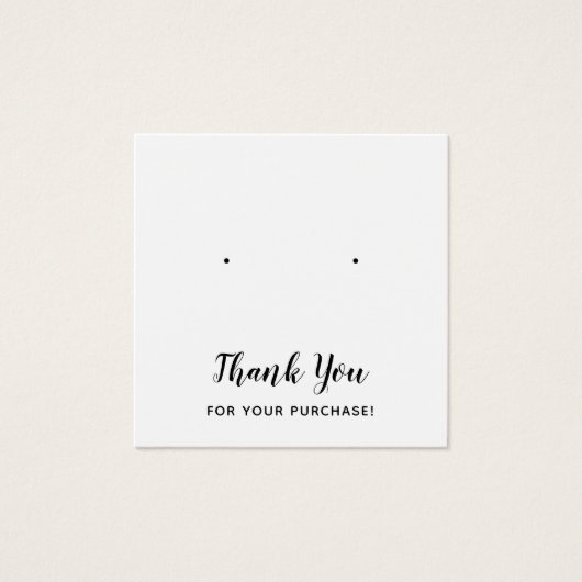 プレーンスクエアサンキューホワイトイヤリングディスプレイカード (正面)