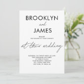 プレーンスクリプトウェディング招待白 招待状 (スタンド正面)