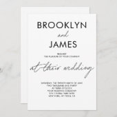 プレーンスクリプトウェディング招待白 招待状 (正面/裏面)