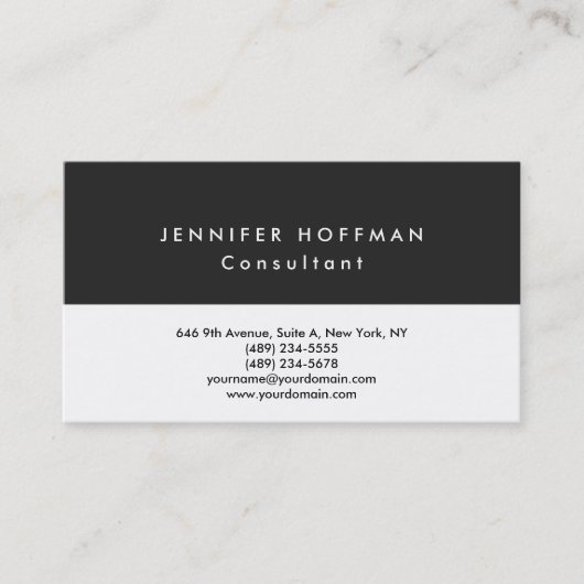 プレーンスタイリッシュシンプルプロフェッショナルクリーングレーホワイト 名刺 (正面)