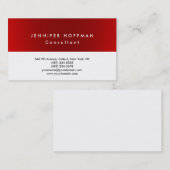 プレーンスタイリッシュシンプルプロフェッショナルクリーン赤白 名刺 (正面/裏面)