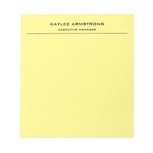 プレーンスタイリッシュシンプルプロフェッショナルライトイエロー ノートパッド (正面)