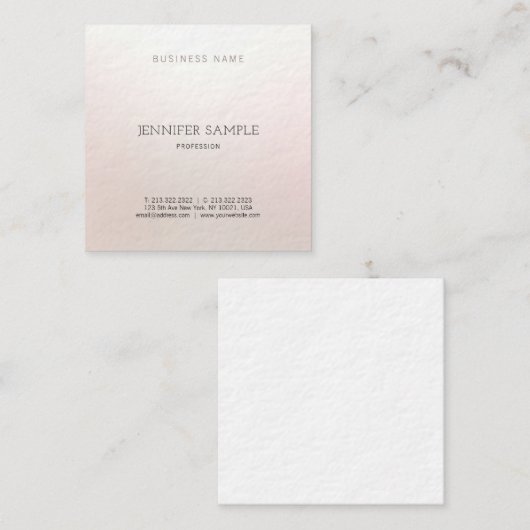 プレーンスタイリッシュデザインカモダンラー調和ラグジュアリー スクエア名刺 (正面/裏面)