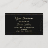 プレーンスタイリッシュブラックゴールデンストライプズChic with Logo 名刺 (裏面)