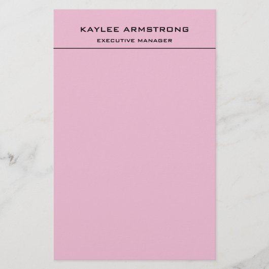 プレーンスタイリッシュプロフェッショナルシンプルライトピンク 便箋 (正面)