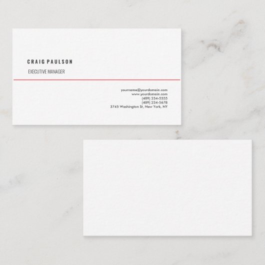 プレーンスタイリッシュホワイトプロフェッショナルミニマルシンプルリスト 名刺 (正面/裏面)