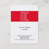 プレーンスタイリッシュミニマル赤ストライプ白モノグラム 名刺 (正面)