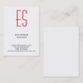 プレーンスタイリッシュ白黒シンプルレッドモノグラム 名刺 (正面/裏面)