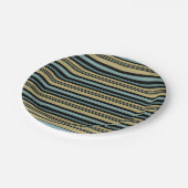 プレーンストライプのオリーブグリーン、黒とグレーのスローパイ ペーパープレート (アングル)