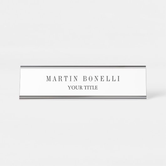 プレーンスリムプロフェッショナルブラック&ホワイト デスクネームプレート (正面)