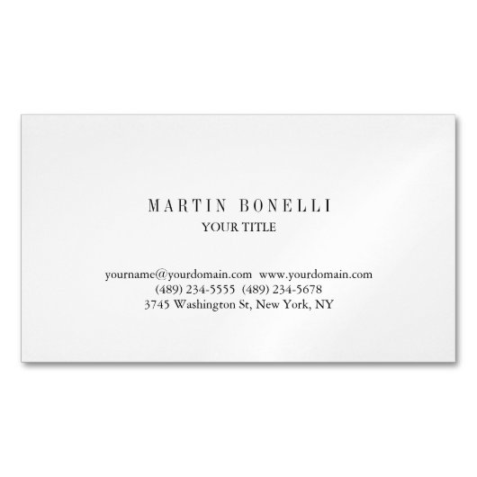 プレーンスリムプロフェッショナルブラック&ホワイト マグネット名刺 (正面)