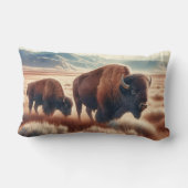 プレーンズのデコパージュの水彩バイソン ランバークッション (裏面)