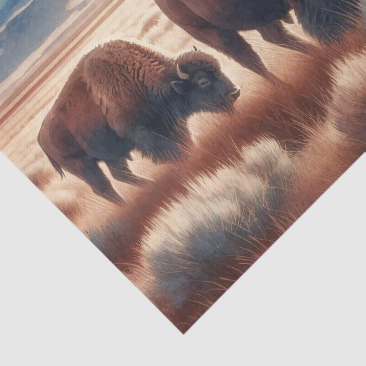 プレーンズのデコパージュの水彩バイソン 薄葉紙 (詳細)