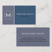 プレーンダークブルー&グレーエレガントプロフェッショナルモダン 名刺 (正面/裏面)