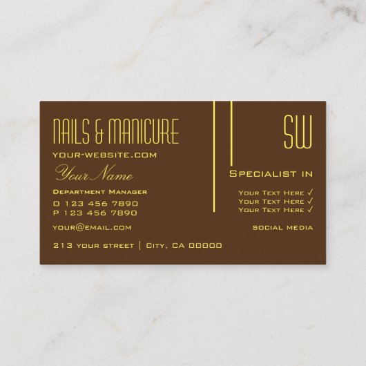 プレーンチョコレートブラウン(イニシャルプロフェッショナル) 名刺 (裏面)