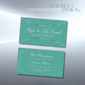 プレーンティール（緑がかった色）とシマーフェイクリーシルバーデコースタイリッシュル 名刺