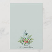 プレーンニュートラルウォーターの色の緑豊かなクリスマス シーズンカード (裏面)