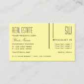 プレーンパステルイエローウィズイニシャルプロフェッショナル 名刺 (裏面)