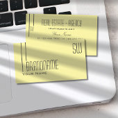 プレーンパステルイエローウィズモノグラムプロフェッショナル 名刺