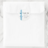 プレーンパステルブルーサテンリボンボー感謝していユー ラウンドシール (バッグ)