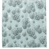 プレーンパターンのミントブルー多肉反復 シャワーカーテン (正面)