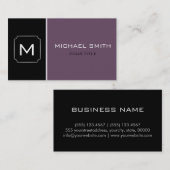 プレーンパープル&ブラックエレガントプロフェッショナルモダン 名刺 (正面/裏面)